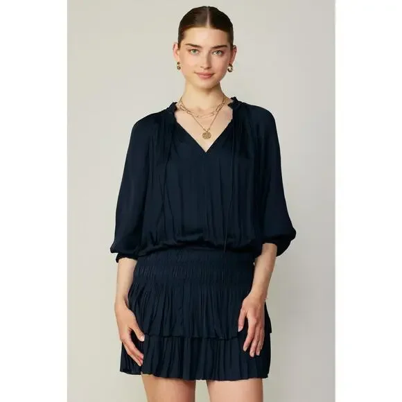 Current Air | Dark Navy Aurelie Pleated Mini Dress MSRP$148 - Picture 3 of 10